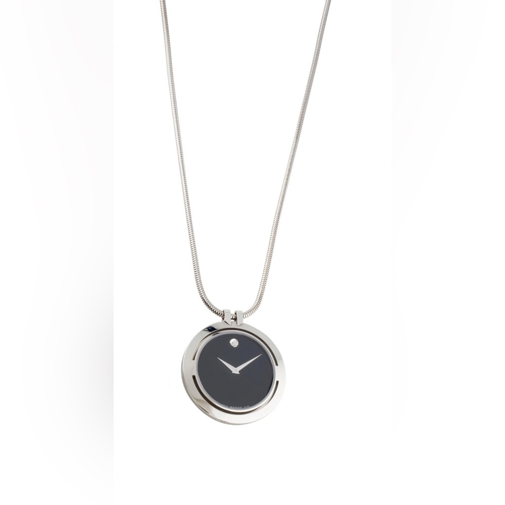 Movado Watch Pendant Necklace - 18K White Gold Snake chain- RARE COLLECTION